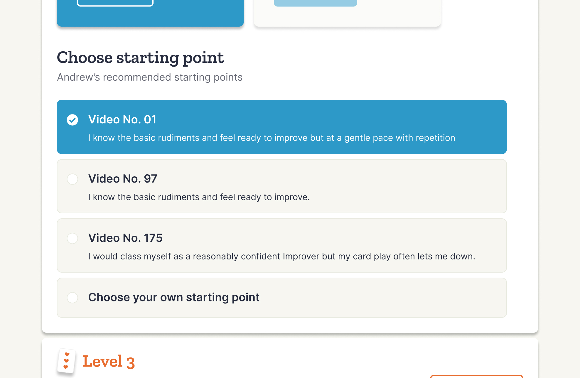 3 Choose Starting Point